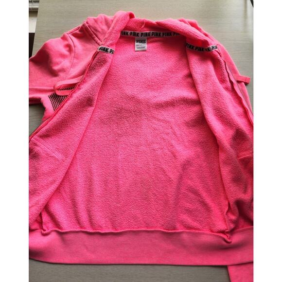 JACKET/HOODIE-VICTORIA'S SECRET-PINK-Bright Pink-Hood-Long Sleeves-Zipper-SM-P - Picture 6 of 12